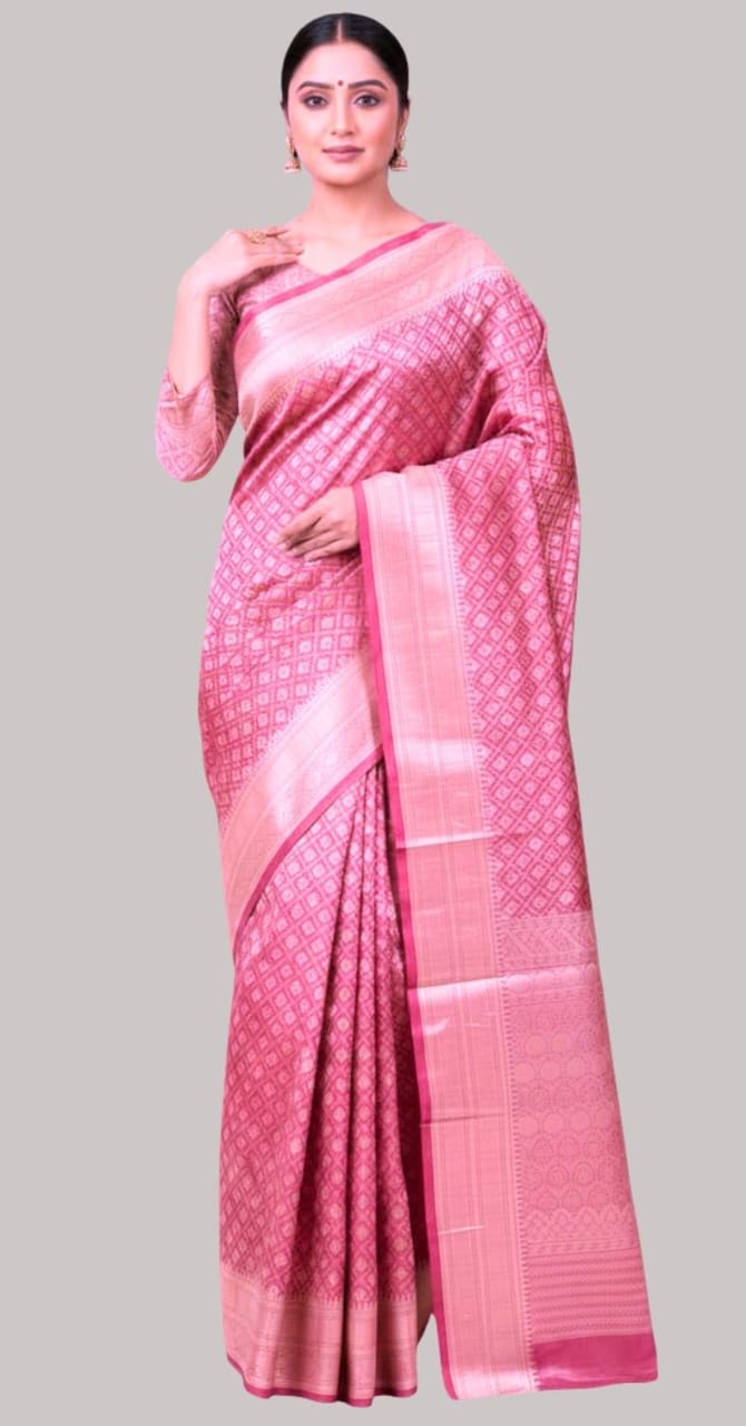 Banarasi tissue silk saree ( rose pink color )