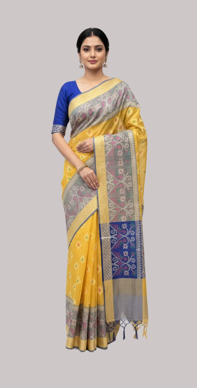 Grahwal cotton saree ( lemon color )
