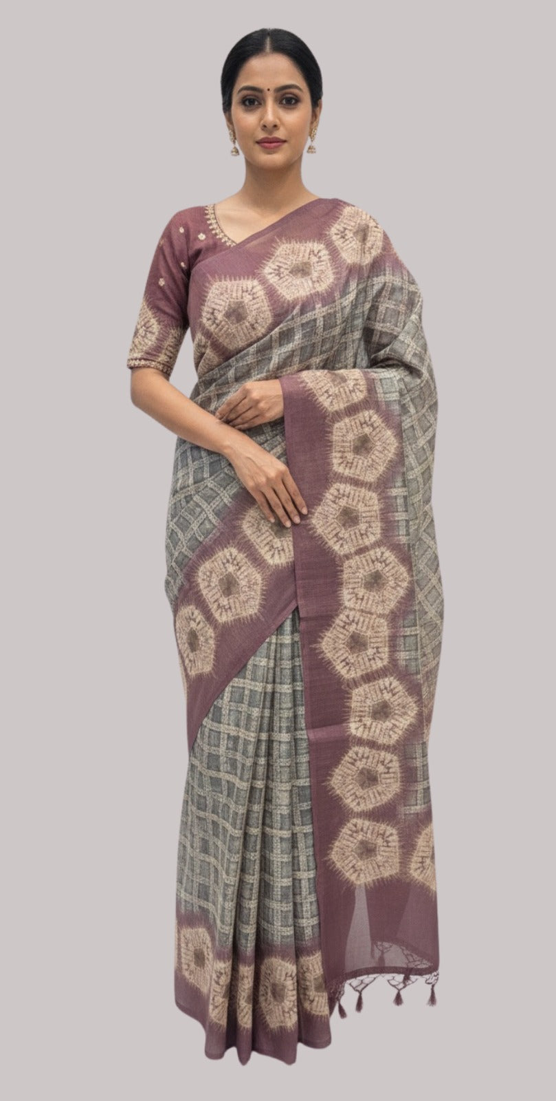 Fancy cotton saree ( Midnight Voilet Color)