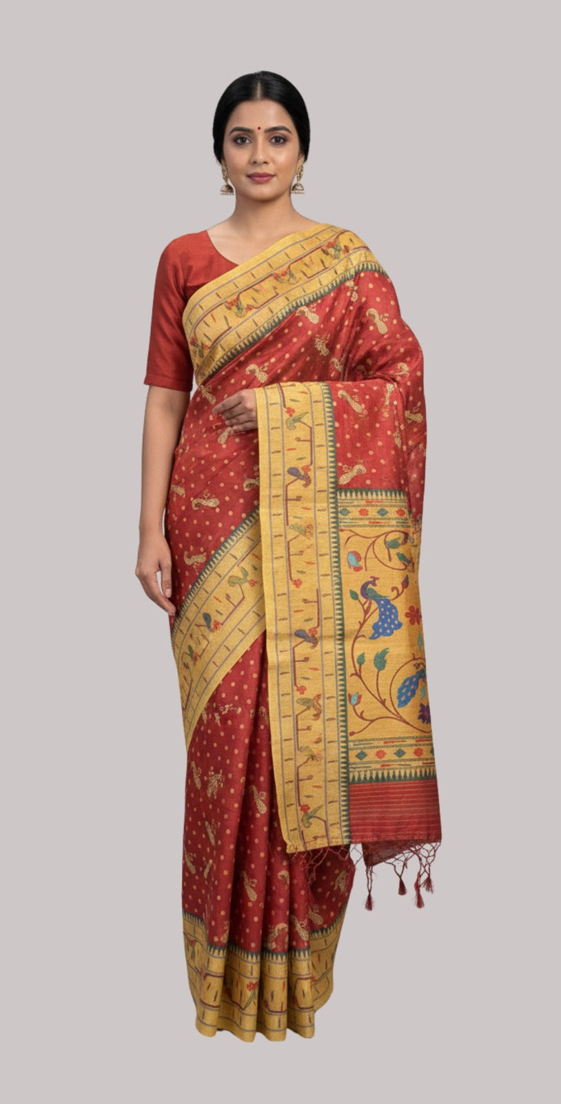 summer silk saree ( Cherry Red Color )