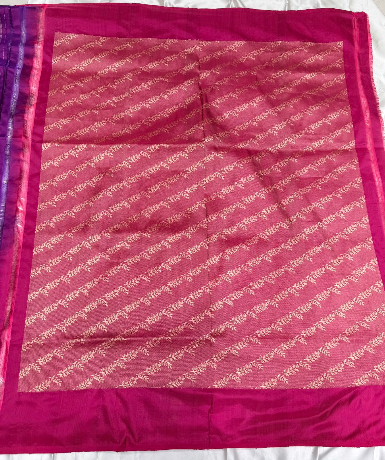 Pure katan silk saree with Resham buti color (brinjal)