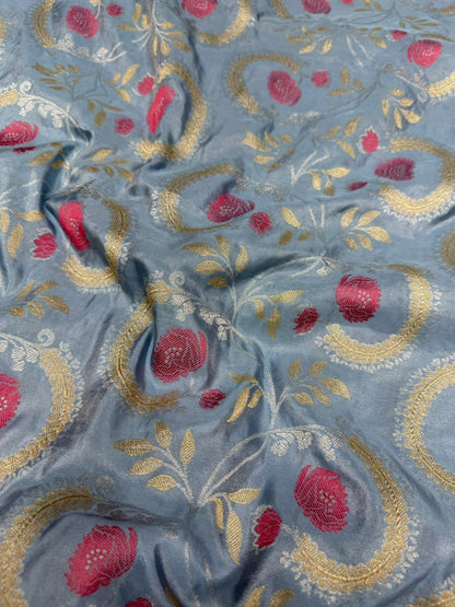 Pure Moonga katan silk saree color (aqua blue)