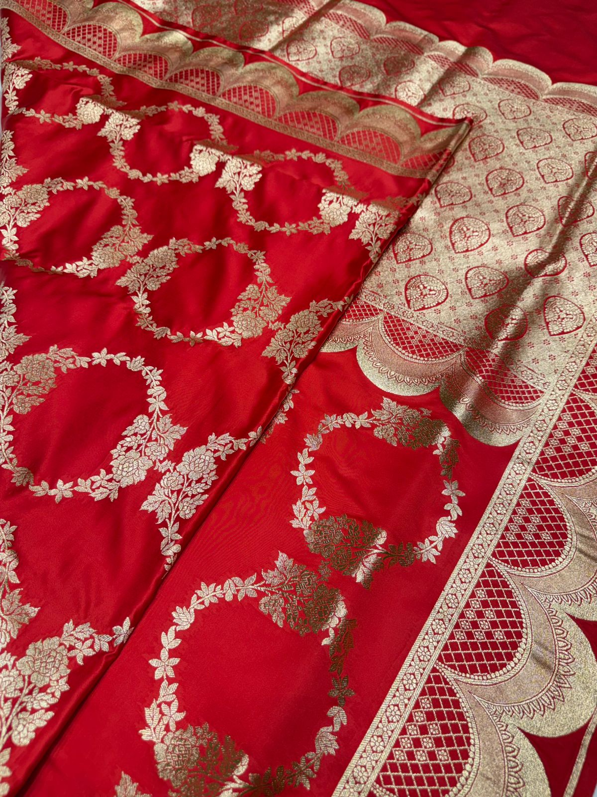 Pure katan silk wedding saree color red