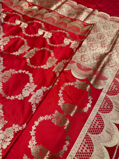 Pure katan silk wedding saree color red